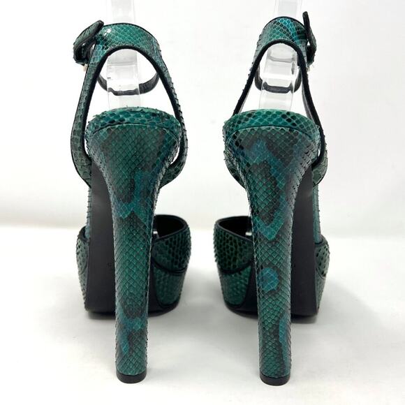 Gucci Blue-Green Python Platform Heels Size EU 38 - Picture 6 of 11